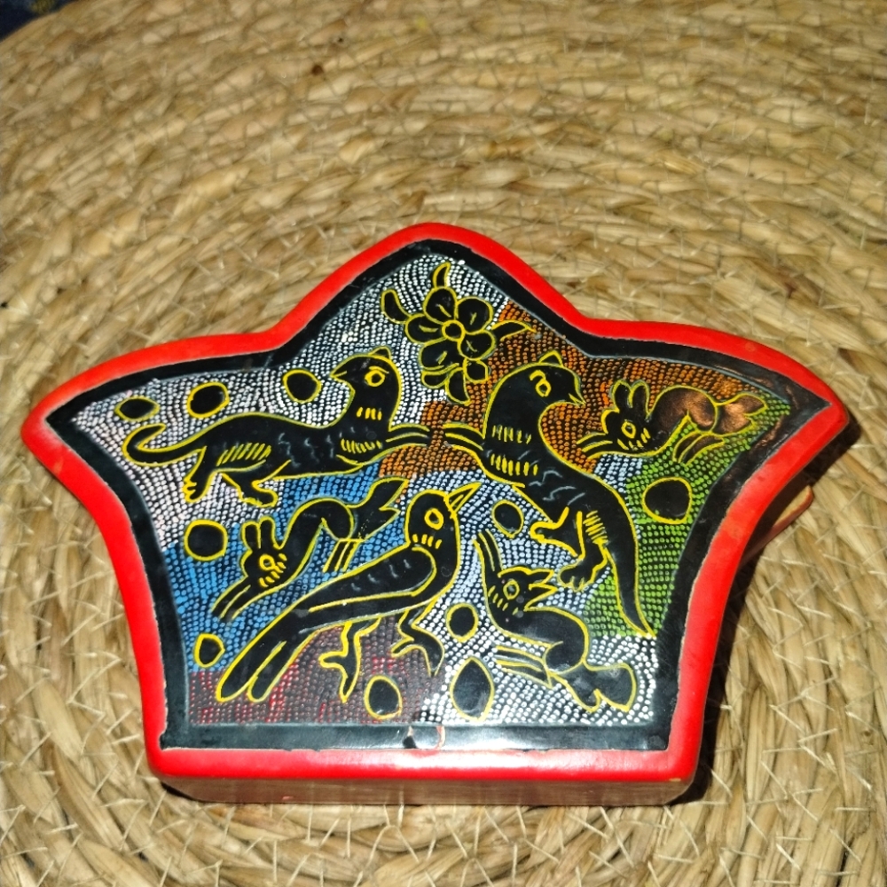 Art deco vintage napkin holder wooden unique decor accent piece